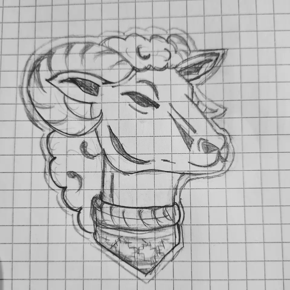 DESSIN esquisse du logo mouton shetland
