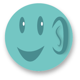 smiley à l'écoute smiley avec une grande oreille pour écouter les clients