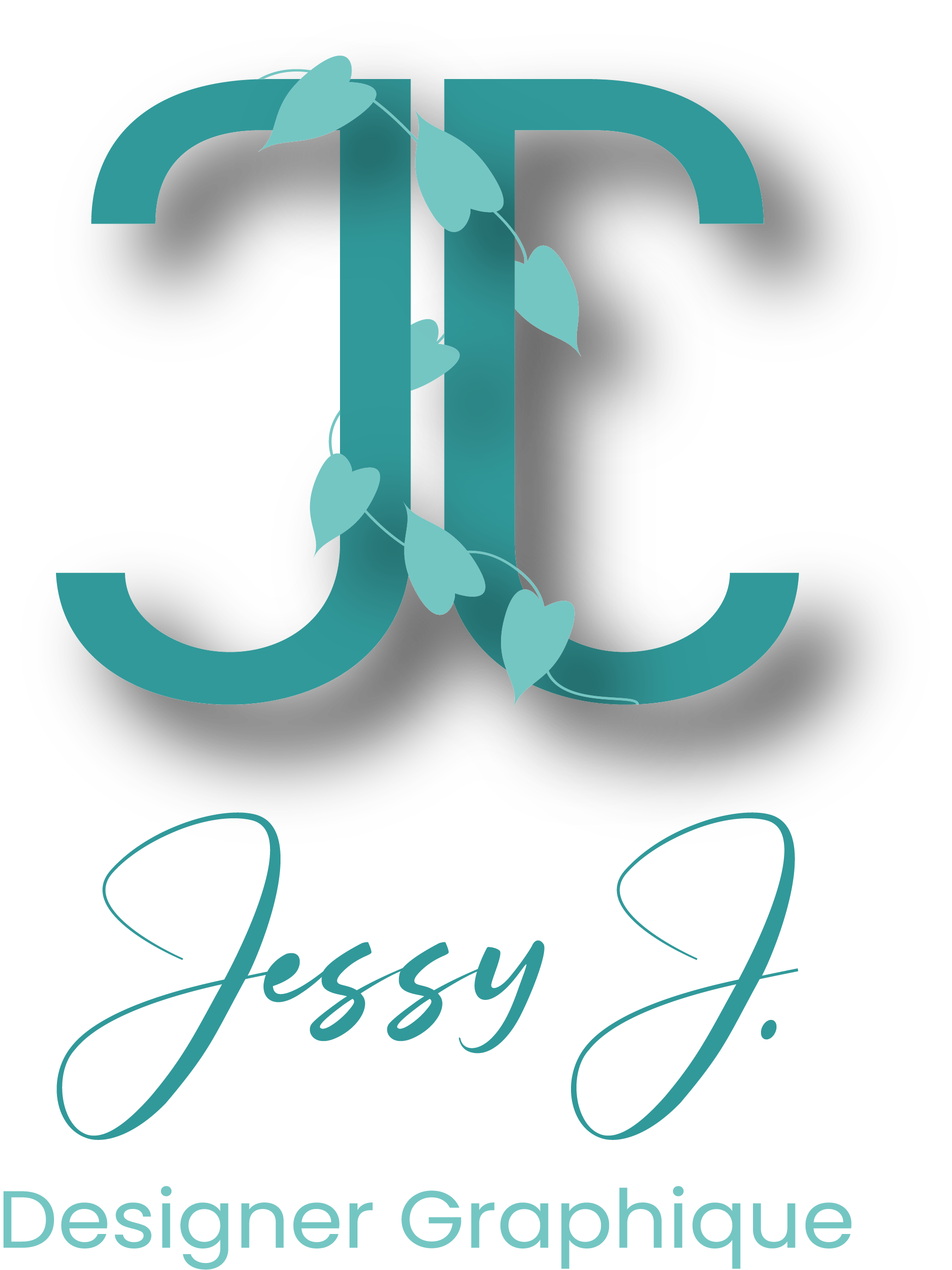 logo jessy j avec jessy j écrit en dessous et designer graphique